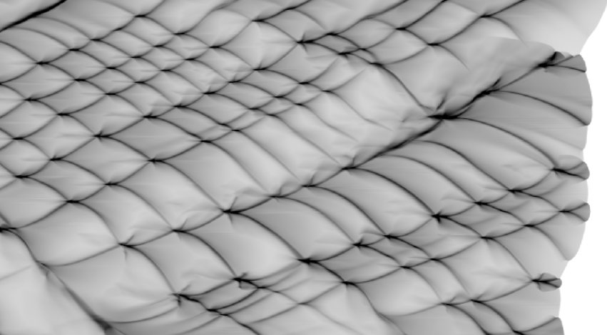 Numerical soot foil of a hydrogen-oxygen detonation: a diamond lattice of triple-point tracks recording peak pressure across the channel